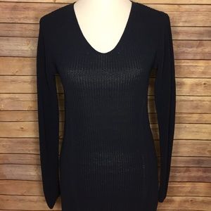 Athleta Navy Knit V Neck Long Sleeve Sweater